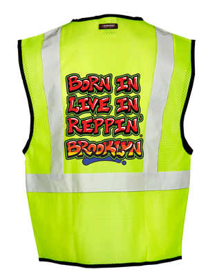 Lime Born In Live In Reppin' Brooklyn Safety Vest Back