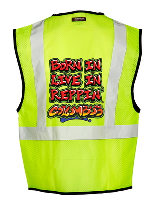 Lime Born In Live In Reppin' Columbus Safety Vest Back