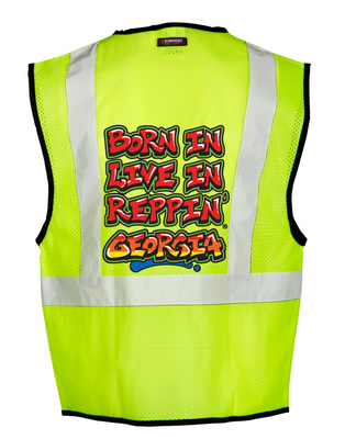 Lime Born In Live In Reppin' Georgia Safety Vest Back