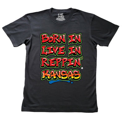 Black Born In Live In Reppin' Kansas t-shirt