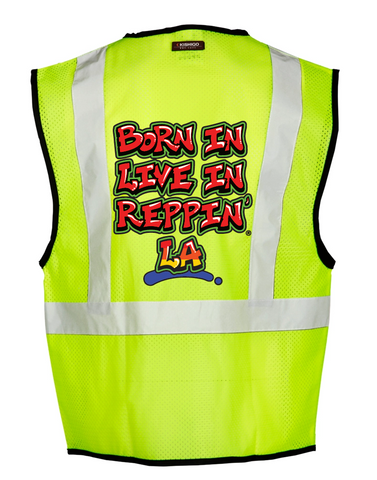 Lime Born In Live In Reppin' LA Safety Vest Back