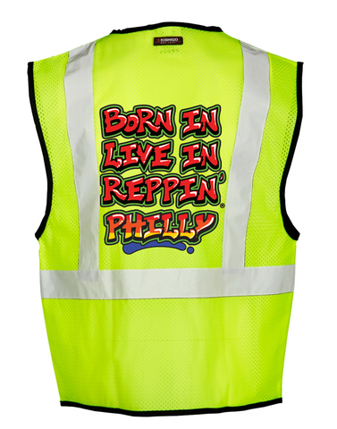 Lime Born In Live In Reppin' Philly Safety Vest Back