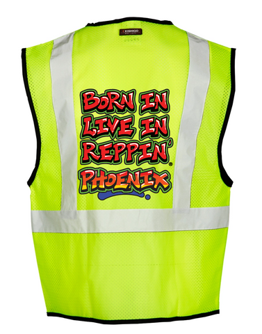 Lime Born In Live In Reppin' Phoenix Safety Vest Back