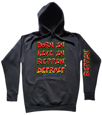 Black Born In Live In Reppin' Detroit hoodie