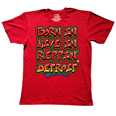 Red Born In Live In Reppin' Detroit t-shirt